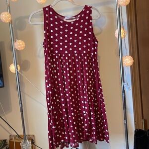 Dark red polka dot dress